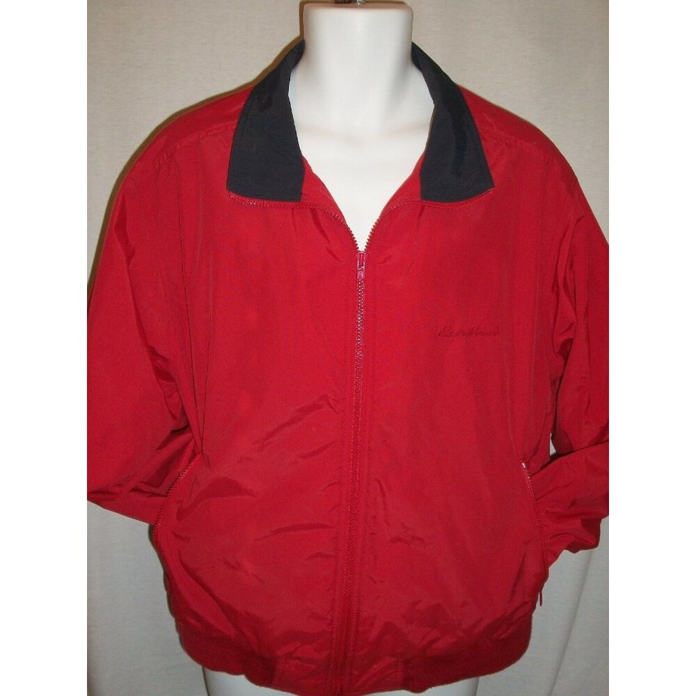 Mens Eddie Bauer Windbreaker Red Jacket Size Medium Winter Mesh Lined